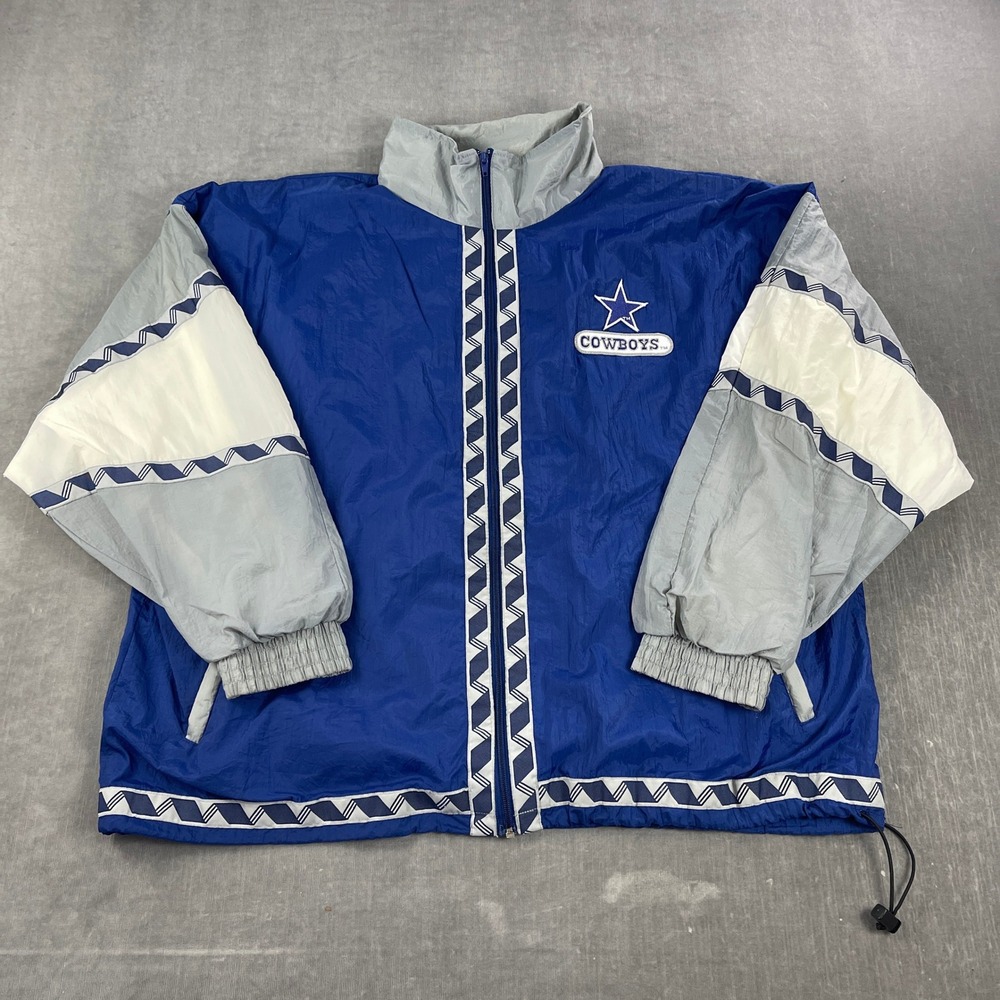Vintage Dallas Cowboys Team Unique Sports Men 2XL Blue‎ Windbreaker Jacket NFL